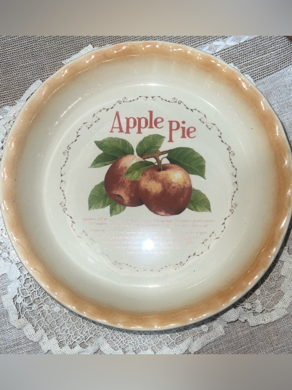 Nantucket Bakeware Apple Pie Recipe Plate Dish With Desert Bowl Vintage Rare